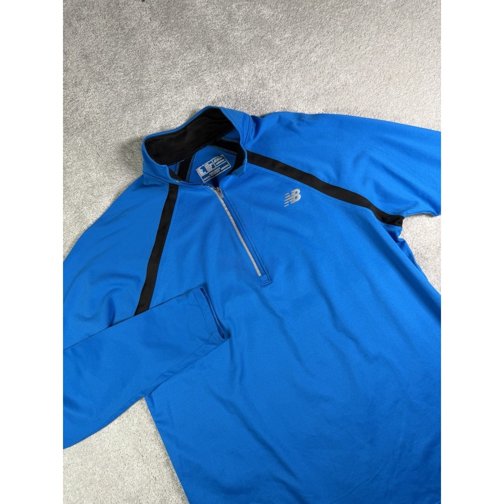 New Balance NB Dry NB Heat Blue 1/2 Zip L/S Running Shirt Men's L Reflective